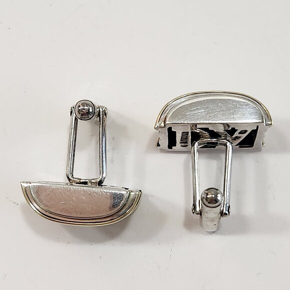 David Yurman 14K Solid Gold/Sterling Silver Cable Cigar Band Cufflinks - Picture 6 of 10